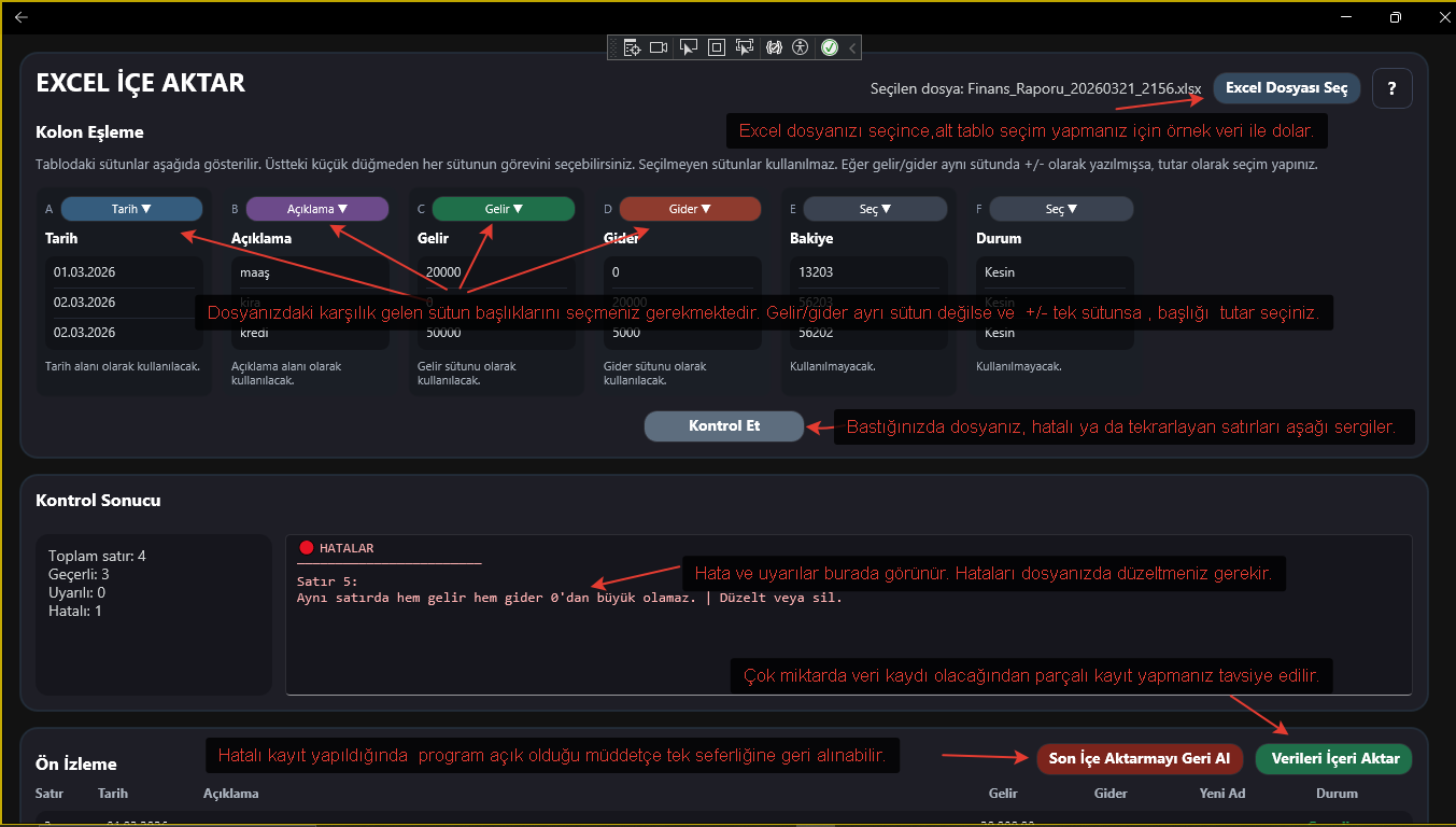 Excel Veri Entegrasyonu