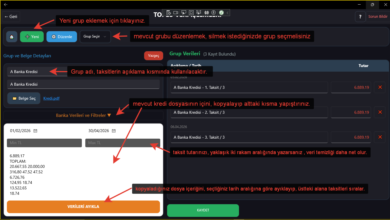 Hızlı Kayıt ve Taksitlendirme